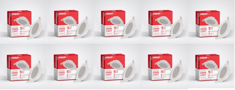 Eveready LED 5W Mini Downlight | Cutout 3inches | High Surge Protection Upto 4KV | Fits into Junction Box | Light Weight PC Body | Pack of 10 - Image 1