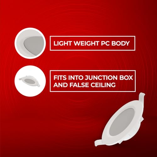 Eveready LED 5W Mini Downlight | Cutout 3inches | High Surge Protection Upto 4KV | Fits into Junction Box | Light Weight PC Body | Pack of 10 - Image 3
