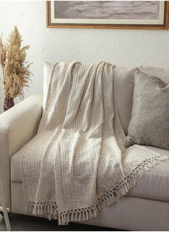 housethis Pir Panjal Throw (Natural) (122X150 cm) | Machine Washable | 100% Cotton  - Image 1