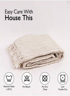housethis Pir Panjal Throw (Natural) (122X150 cm) | Machine Washable | 100% Cotton  - Image 5