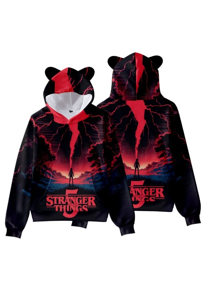 سترانجر ثينكينج **هودي Stranger Things - سترة بطبعة شخصيات مع جيب، نسيج قطيفة ناعم، مقاسات متعددة للمعجبين** - Image 1