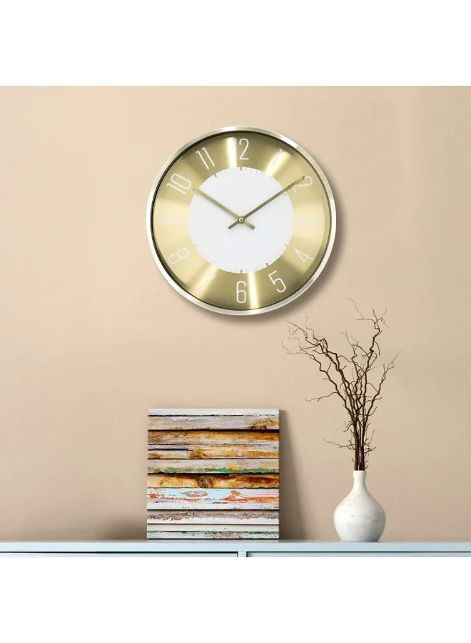 DANUBE HOME Cambridge Elegance Wall Clock Sophisticated Decorative Analog Clock For Home Or Office Classic Design With Easy To Read Numerals Silent Quartz Movement 30X30X4.5Cm Gold