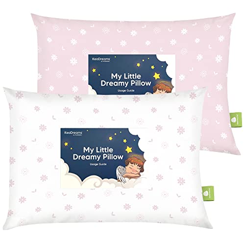 KeaBabies 2Pack Toddler Pillow 13x18 Soft Organic Cotton Kids Travel Bed Pillows for Sleeping School Nap Machine Washable Toddlers 2 to 5 Pillowcase Sold Separately Daisy