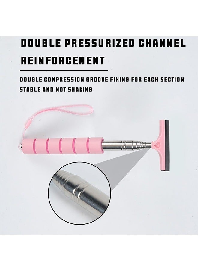 Bukela Glass Cleaner Car Rearview Mirror Wiper, Retractable Auto Glass Squeegee, Water Cleaner with Telescopic Long Rod, Portable Cleaning Tool for All Vehicles, Universal Automotive Accessories (Pink) - Image 3