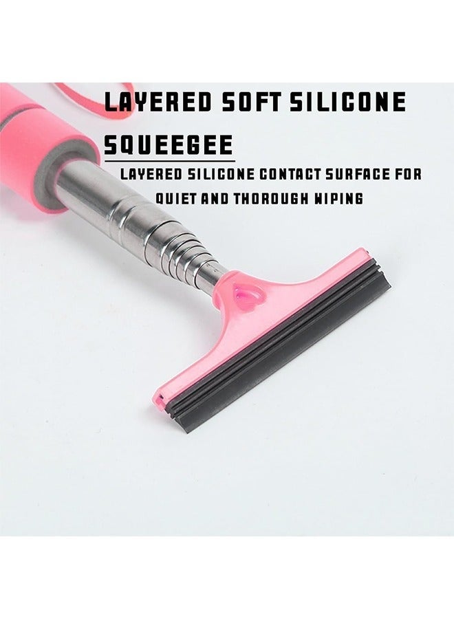 Bukela Glass Cleaner Car Rearview Mirror Wiper, Retractable Auto Glass Squeegee, Water Cleaner with Telescopic Long Rod, Portable Cleaning Tool for All Vehicles, Universal Automotive Accessories (Pink) - Image 4