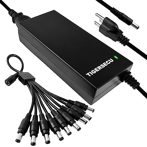TIGERSECU 12V 8A Power Adapter for Security Cameras and DVRs, with 9-Way Splitter, 100V-240V, 2.1x5.5mm Power Supply, Compatible with Lorex, Night Owl, Swann, ZOSI, Reolink, Annke IP and BNC Cameras - Image 3