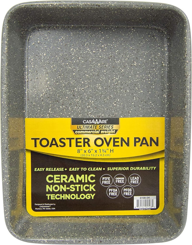 casaWare casaWare 8 x 6 x 175Inch Toaster Oven Ultimate Series Commercial Weight Ceramic NonStick Coating Pan Silver Granite  - Image 1