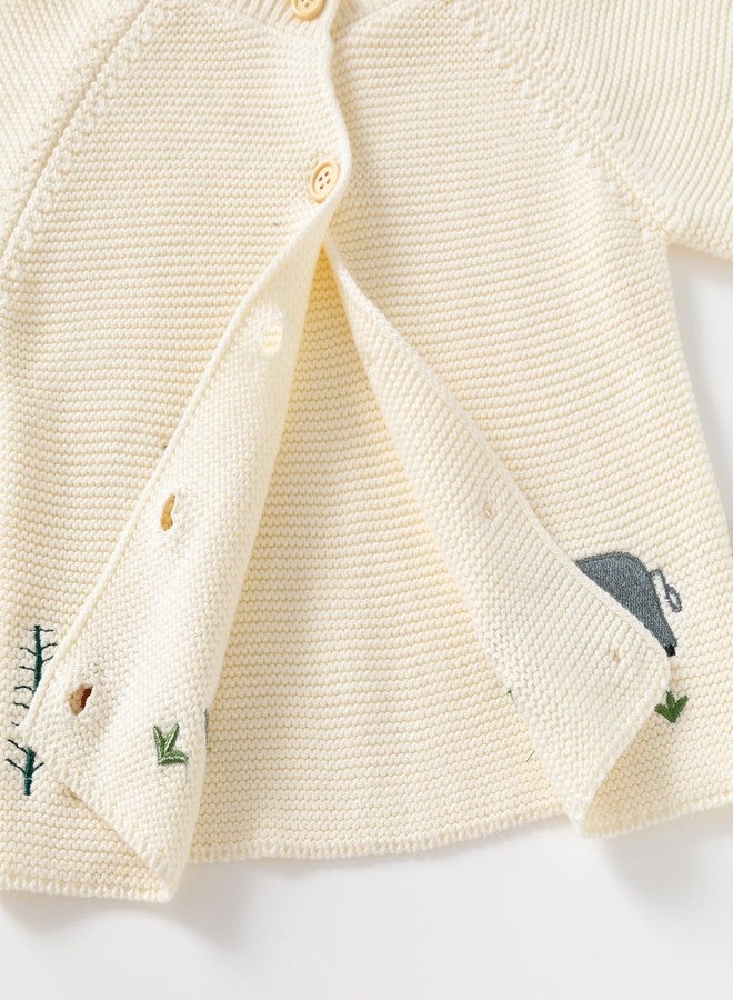 DaZhangGui Baby Toddler Boy Girl Knit Sweater Cardigan, 100% Cotton, Animal Embroidery (US, Age, 3 Years, 4 Years, Apricot) - Image 4