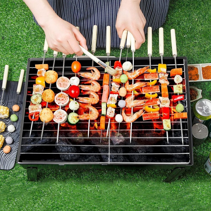 Uten Charcoal Grill, BBQ Grill Folding Portable Lightweight smoker Grill, Barbecue Grill Small desk Tabletop Outdoor Grill for Camping Picnics Garden Beach Party 17''x11.6''x 2.6'' - Image 4