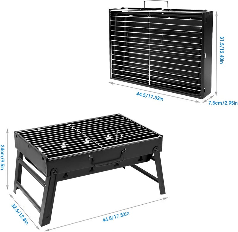 Uten Charcoal Grill, BBQ Grill Folding Portable Lightweight smoker Grill, Barbecue Grill Small desk Tabletop Outdoor Grill for Camping Picnics Garden Beach Party 17''x11.6''x 2.6'' - Image 3