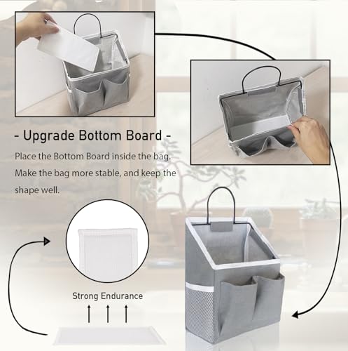 Kanrichu 2pcs Small Wall Hanging Baskets for Organizing, Wall Hanging Storage Bag as Over the Door Organizer, Wall File Organizer, Rv Storage and Organization. For Bedroom, Office, Camper (Gray) - Image 4