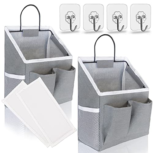 Kanrichu 2pcs Small Wall Hanging Baskets for Organizing, Wall Hanging Storage Bag as Over the Door Organizer, Wall File Organizer, Rv Storage and Organization. For Bedroom, Office, Camper (Gray) - Image 1