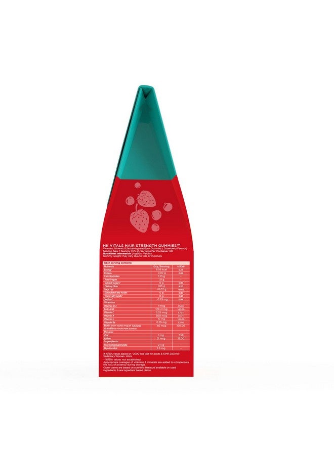 HealthKart HK Vitals Hair Strength (Strawberry, 60 Biotin Gummies) | With Zinc, Vitamin C, A & E, Gluten Free | For Healthier Skin, Hair, and Nails - Image 4