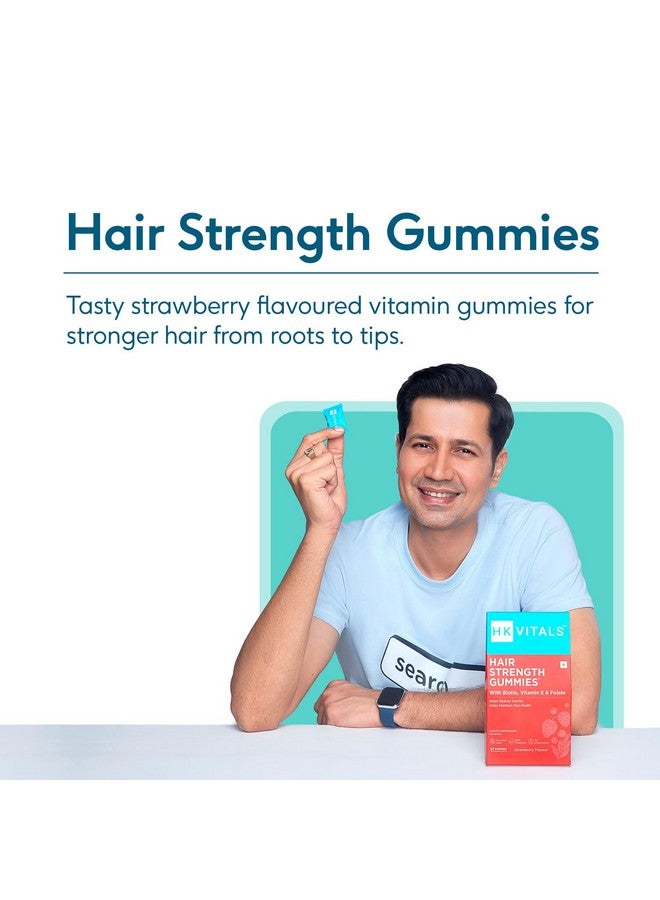 HealthKart HK Vitals Hair Strength (Strawberry, 60 Biotin Gummies) | With Zinc, Vitamin C, A & E, Gluten Free | For Healthier Skin, Hair, and Nails - Image 2