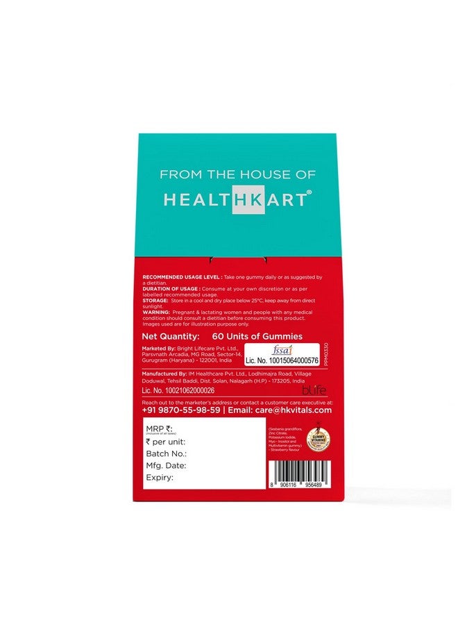 HealthKart HK Vitals Hair Strength (Strawberry, 60 Biotin Gummies) | With Zinc, Vitamin C, A & E, Gluten Free | For Healthier Skin, Hair, and Nails - Image 3