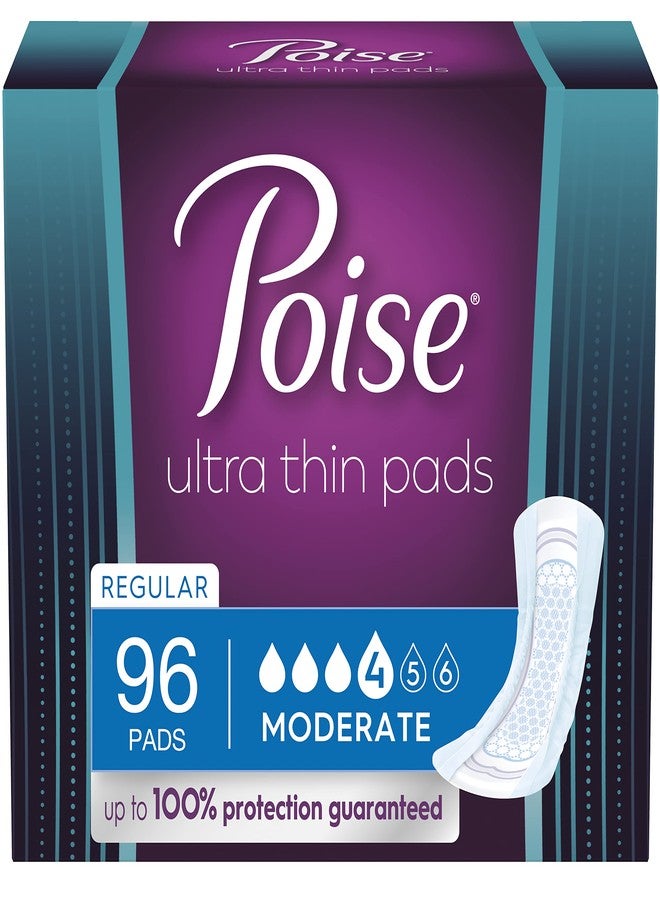 Poise Ultra Thin Postpartum Incontinence Pads, Moderate Absorbency, Regular Length, 96 Count - Image 1
