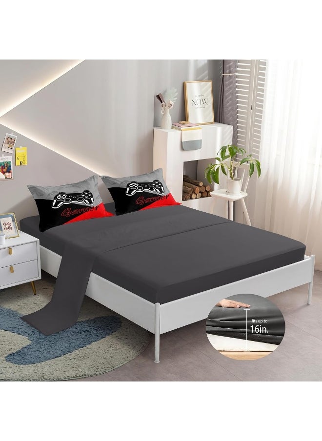 Generic ROWADALO 6 Pieces Gaming Bedding Set for Boys Teen Gamer Comforter Set Queen Size  - Image 3