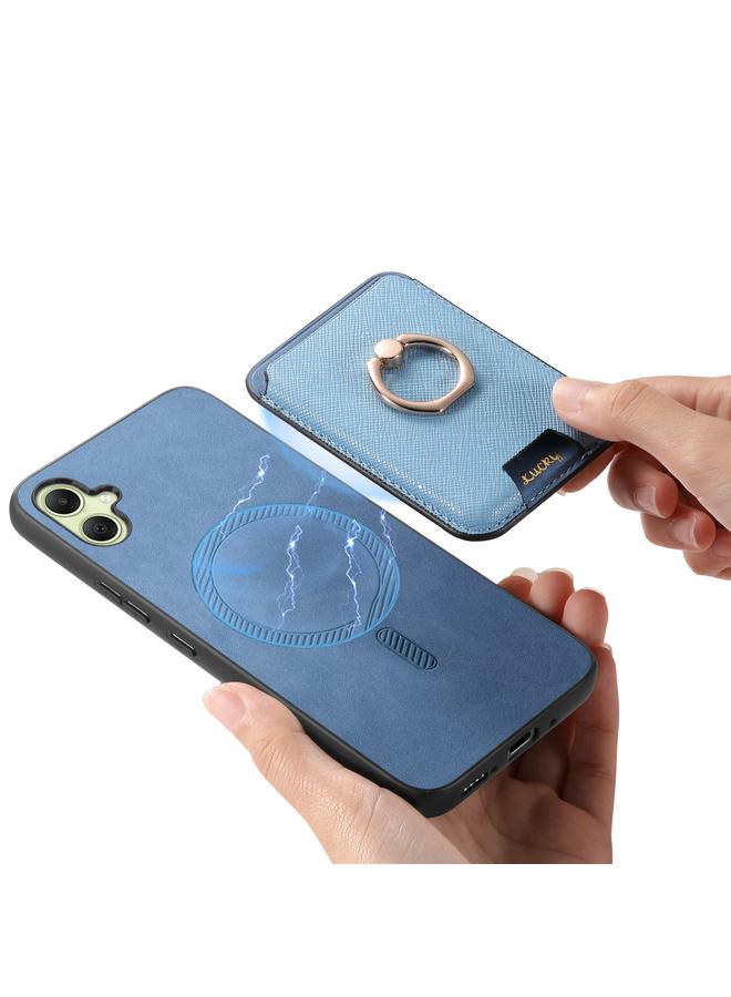 S-TOP Case For Samsung Galaxy A05 Retro Cross Leather Ring Vertical Insert Card Bag MagSafe Phone Case - Image 4