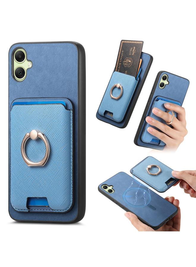 S-TOP Case For Samsung Galaxy A05 Retro Cross Leather Ring Vertical Insert Card Bag MagSafe Phone Case - Image 1