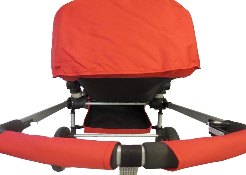 Ponini Red Sun Shade Canopy with Wires and Under Seat Storage Basket Plus Free Handle Bar Covers for Bugaboo Cameleon 1, 2, 3, & Frog Baby Child Strollers - Image 3