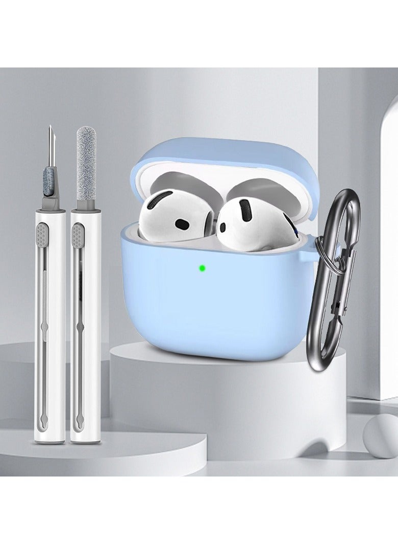 Soft Silicone Protective Case Cover for AirPods 4 with Cleaner Kit and Keychain - Image 2