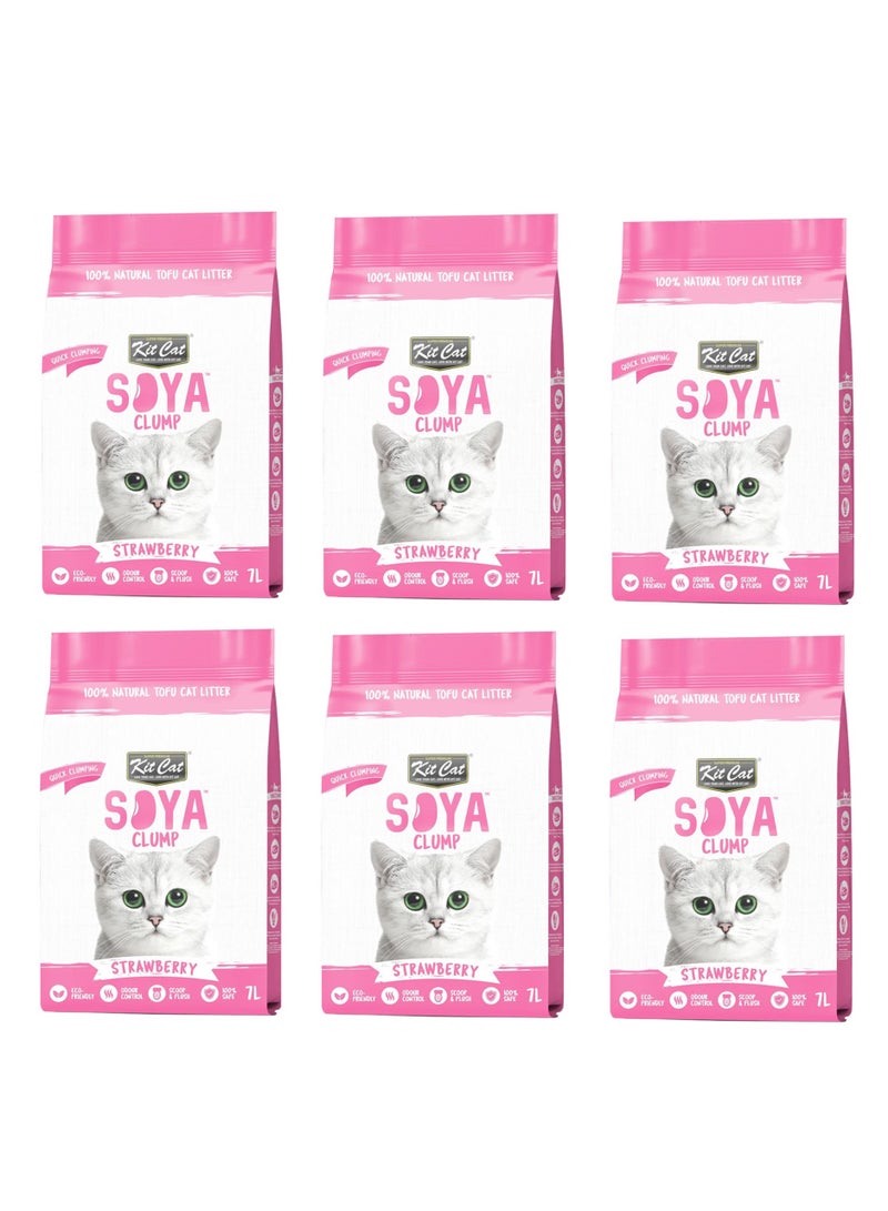 Kit Cat Soya Clump Soybean Litter – Strawberry 7L(1 Box – 6pcs) - Image 1