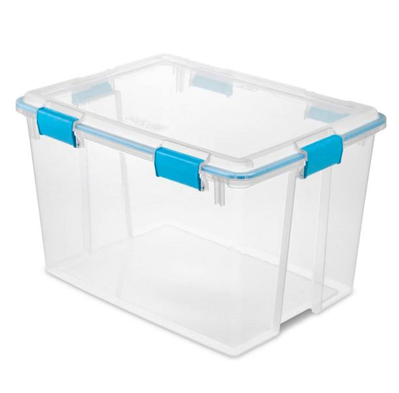 ستيريليت صندوق تخزين ستيرلايت 76 لتر محكم الإغلاق مقاوم للماء مع غطاء بإقفال قوي، حاوية بلاستيكية شفافة قابلة للتكديس لتنظيم الملابس والمستندات والطعام للاستخدام المنزلي الثقيل - Image 1