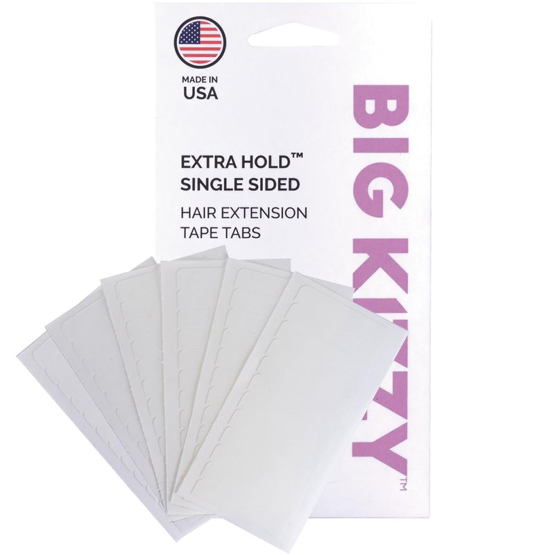 Big Kizzy Single Sided Tape for Hair Extensions by Big Kizzy (72 tabs) - Extra Hold - Easy Install & Removal Replacement Tape for Thin, Fine Hair, 4cm x .8cm Tape for Extensions, Professional Extension Tape - Image 1