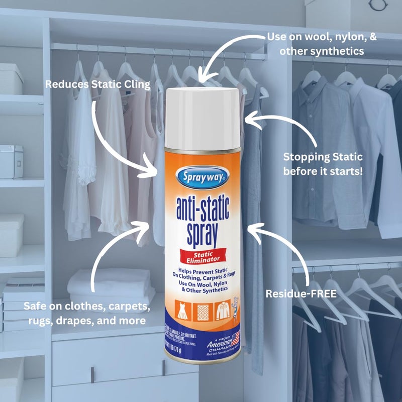 Sprayway Residue-Free Anti-Static Spray, Reduce Static Cling, Eliminate Static Shock, 6 Oz - Image 3
