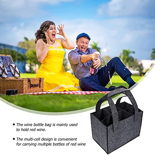 GREENSHEEP 6 Bottle Wine Carrier Bag, Reusable Wine Bottle Tote Bag, Portable Wine Travel Bag with Handle for Picnic, Camping, Travel, Wine Tasting, Party (Grey) - Image 2