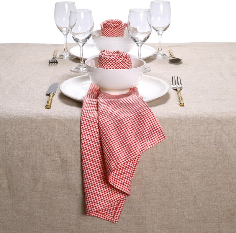Native Fab 100 Cotton Cloth Napkins 18x18 inches Houndstooth Dinner Napkins Set of 12 Soft Breathable Absorbent Machine Washable Cloth Napkins Red - Image 2