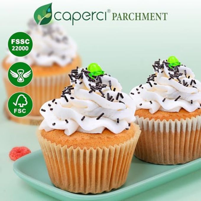 Caperci 225pcs White Parchment Cupcake Liners Standard Muffin Liners Baking Cups, Parchment Paper Cupcake Wrappers with Excellent Greaseproof & Balanced Non-Stick, No Smell, Food Grade (White) - Image 2