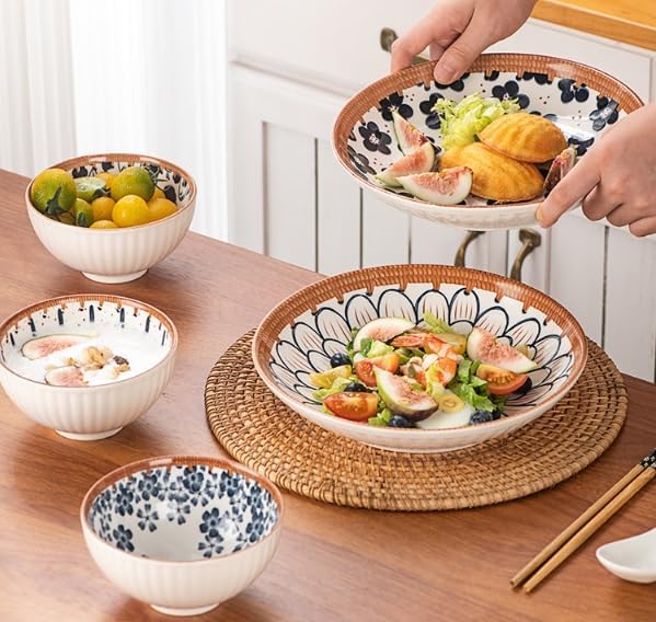 Avon Wellness Japanese Ramen Plates,Bowls and Spoons Set with Chopsticks Kitchen Floral Dinner Set Light-Weight,DailyUse Apply to Soup,Pasta,Salad for Kitchen,Home Beautiful Gift Box Packed (Bowl-I) - Image 4