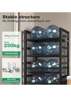 VUCATIN Vegetable Storage Rack Multi-functional Storage Organizer Shelves Movable Storage Shelf with Basket for Kitchen Living Room Laundry Room Balcony (4-Tier Black)  - Image 4