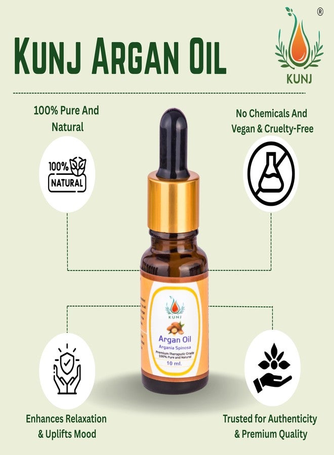 KUNJ Argan Oil (Argania spinosa) 10ML - 100% Pure & Natural, Cold Pressed, Undiluted - Premium Therapeutic Grade Carrier Oil for Hair Nourishment, Skin Hydration, Face Care & Anti-Aging - Image 4