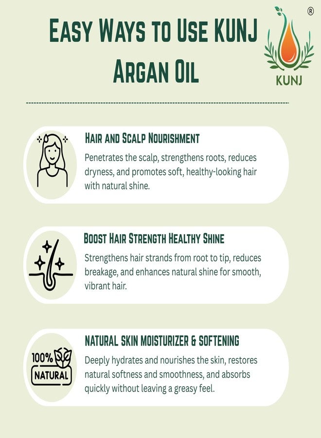 KUNJ Argan Oil (Argania spinosa) 10ML - 100% Pure & Natural, Cold Pressed, Undiluted - Premium Therapeutic Grade Carrier Oil for Hair Nourishment, Skin Hydration, Face Care & Anti-Aging - Image 3