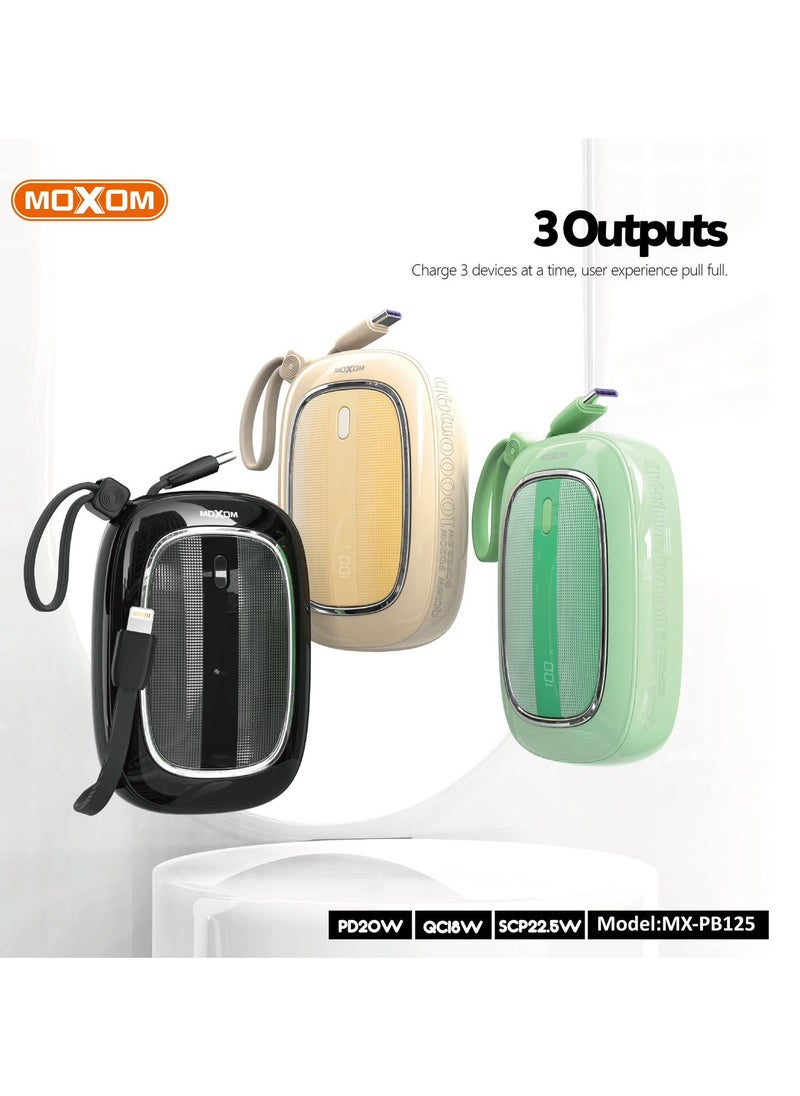 MOXOM MX-PB125 10000mAh Power Bank - PD20W, QC18W, SCP22.5W, Compact and Lightweight with LCD Display  - Image 4