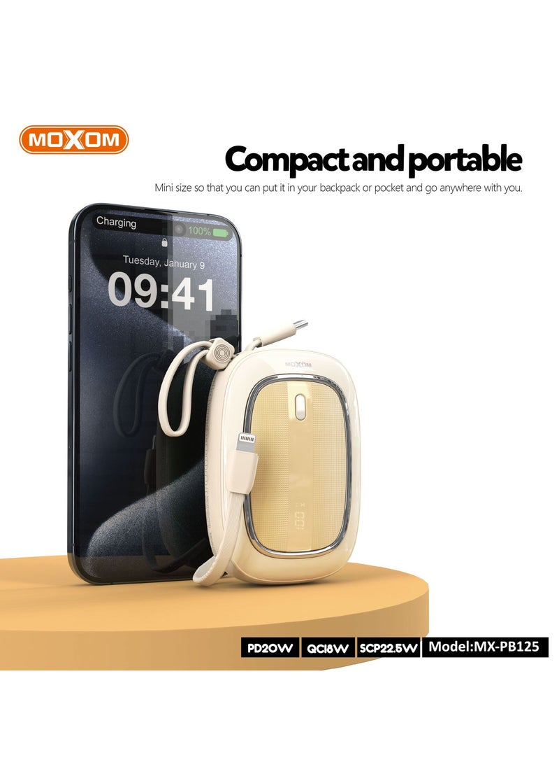 MOXOM MX-PB125 10000mAh Power Bank - PD20W, QC18W, SCP22.5W, Compact and Lightweight with LCD Display  - Image 2