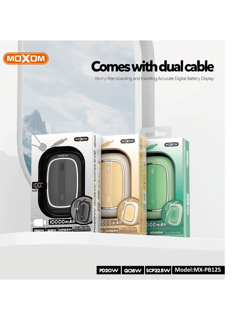 MOXOM MX-PB125 10000mAh Power Bank - PD20W, QC18W, SCP22.5W, Compact and Lightweight with LCD Display  - Image 5