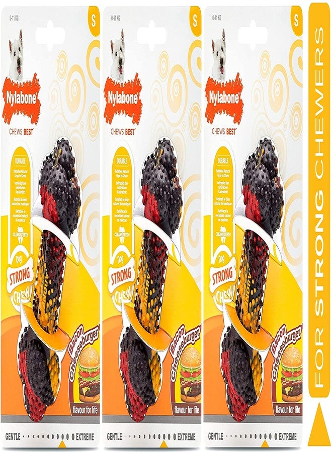Nylabone 3 Pack of Bacon Cheeseburger Flavor Frenzy Strong Chew Toys, Small - Image 1