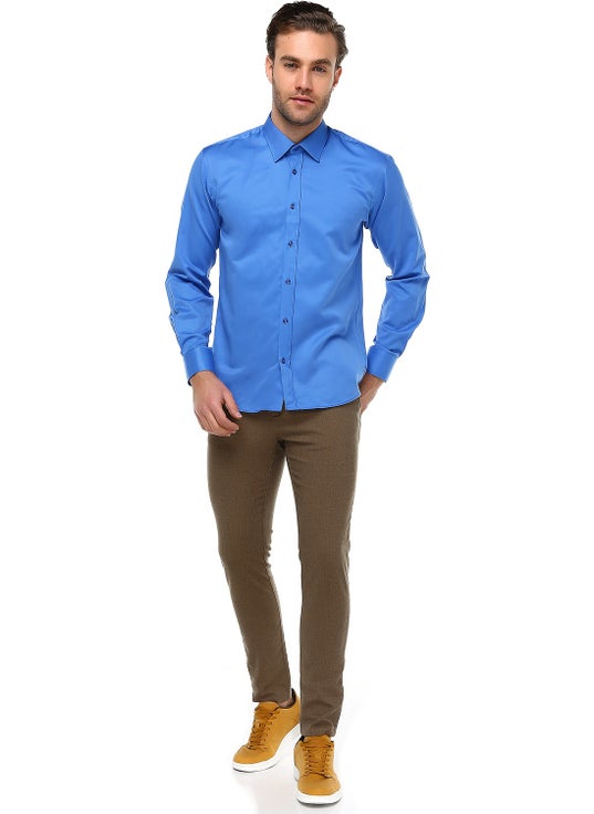 Men's Blue Slim Fit Cut Long Sleeve Cotton Shirt - pzsku/ZAB867629D88500564E16Z/45/_/1731284051/123c13b1-7484-4e9e-96d3-26d4003b8471