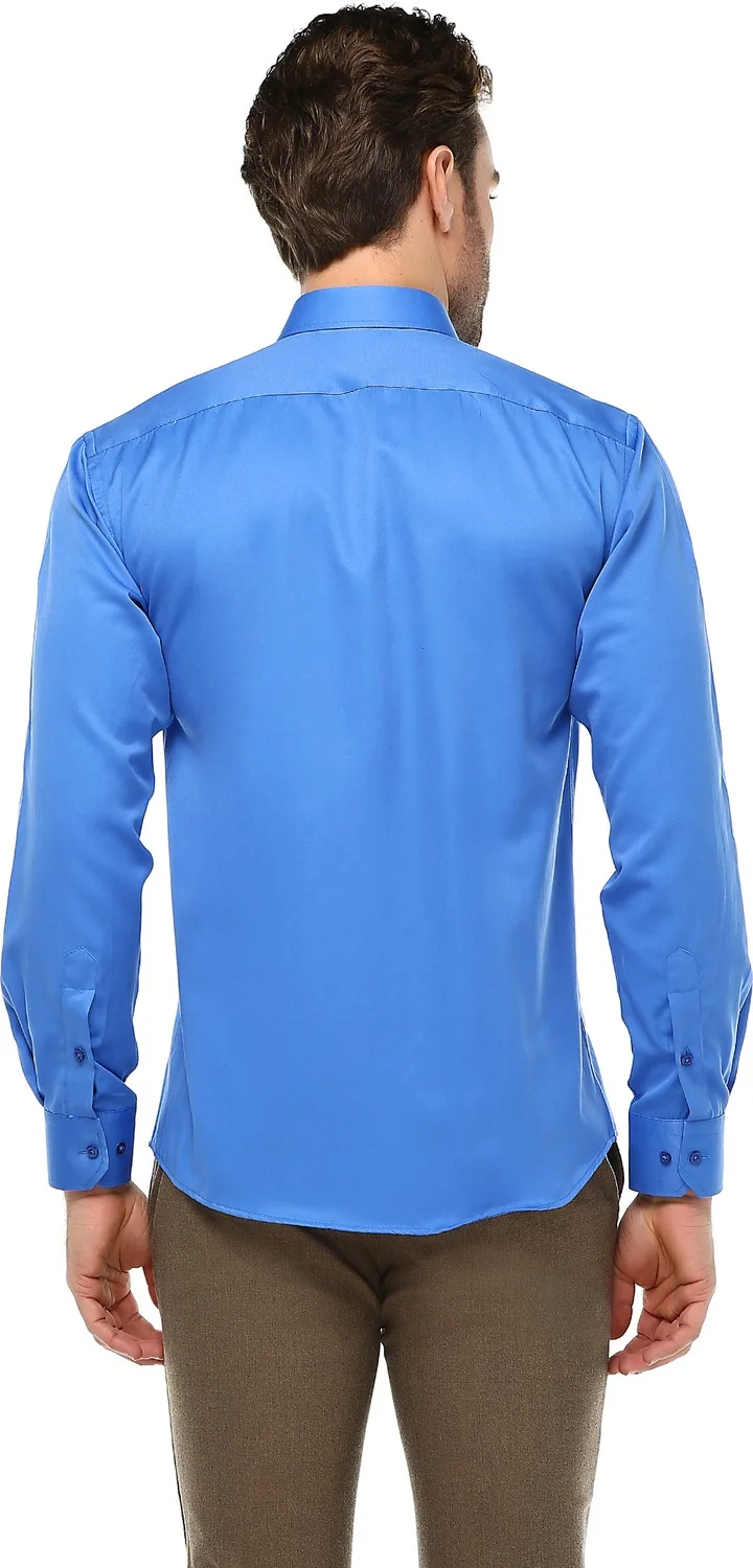 فاريتا Men's Blue Slim Fit Cut Long Sleeve Cotton Shirt