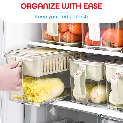 PRIME PICK Fresh Store Fridge Organizer Storage Box Set BPA Free Plastic Container Stackable Freezer Storage for Kitchen Refrigerator Organization Clear white - Image 3