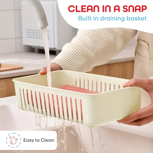 PRIME PICK Fresh Store Fridge Organizer Storage Box Set BPA Free Plastic Container Stackable Freezer Storage for Kitchen Refrigerator Organization Clear white - Image 4