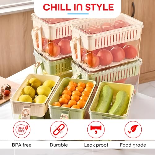 PRIME PICK Fresh Store Fridge Organizer Storage Box Set BPA Free Plastic Container Stackable Freezer Storage for Kitchen Refrigerator Organization Clear white - Image 5