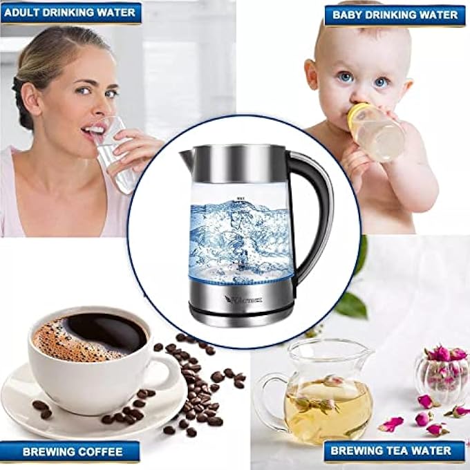 Pillarmax Electric Glass Kettle Temperature Controls With Removable Infuser 17 Liters 2200 W Tea Maker Brewing Programs Stainless Steel Glass Boiler BpaFree - Image 5