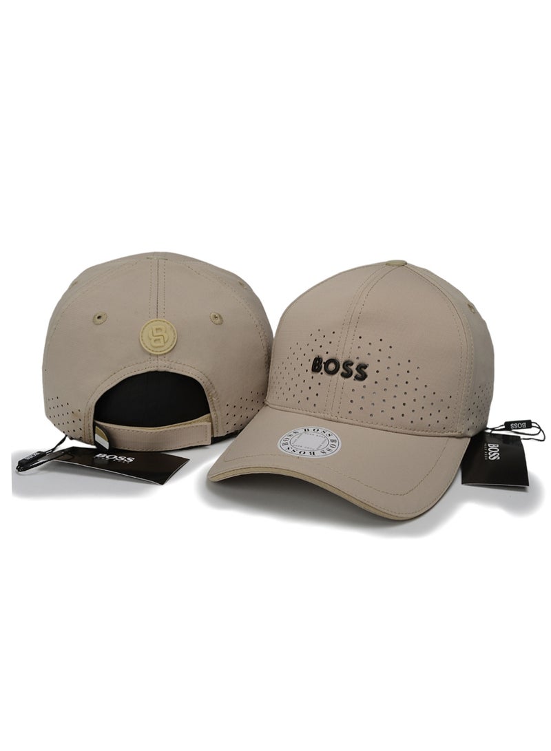 BOSS Beige Adjustable Baseball Cap