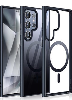 Generic Case Crystal Clear for Samsung Galaxy S25 Ultra Magnetic Clear Cover, Compatible with Wireless Charger and Magsafe Card Wallet, Simplistic Transparent Shockproof and Drop-Proof Case - Black  - Image 2