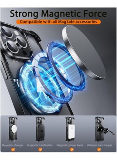 ICARLUS Titanium Frameless for iPhone 15 Pro Case with Magsafe Kickstand with Ring Stand Magnetic - Black  - Image 2