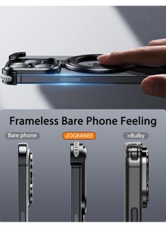 ICARLUS Titanium Frameless for iPhone 15 Pro Case with Magsafe Kickstand with Ring Stand Magnetic - Black  - Image 3